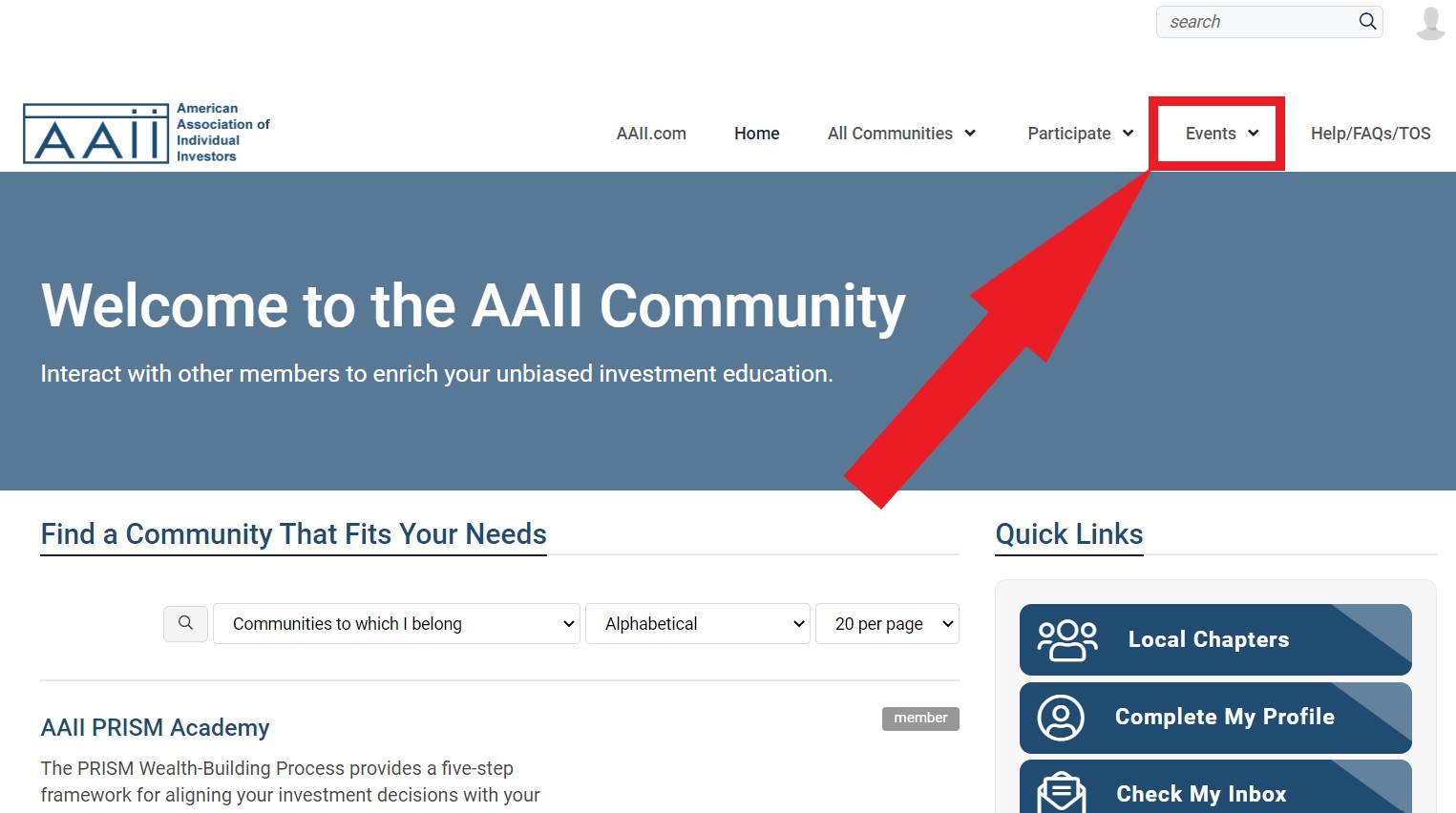 AAII Community Events Calendar
